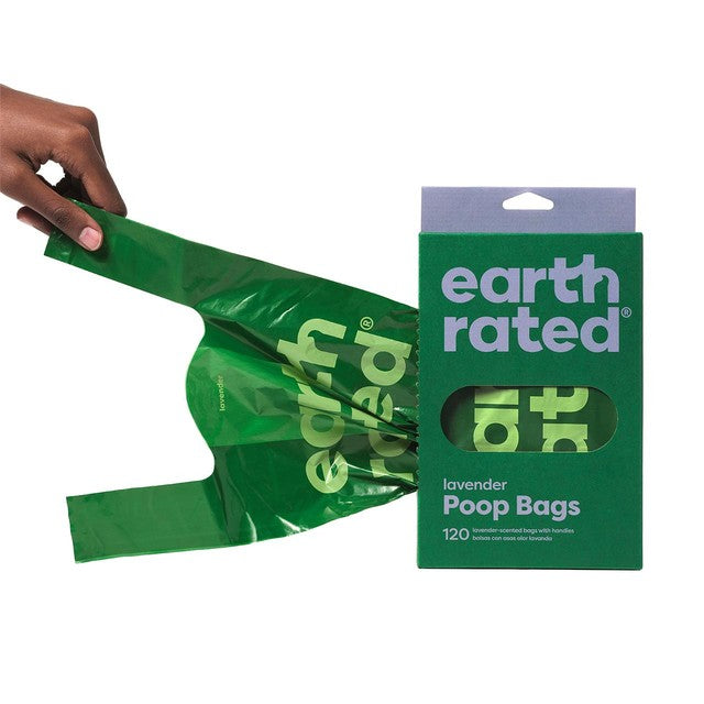 Earth Rated Lavender Tie Handle Poop Bags 120 Pack - British product