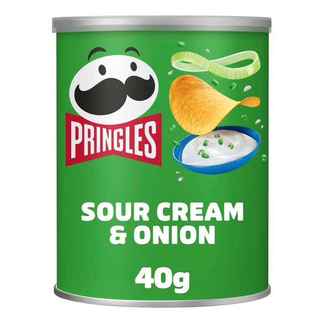 Pringles Sour Cream & Onion crisps 40g, imported from the UK