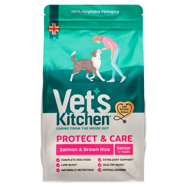 Vets Kitchen senior dry dog food salmon and brown rice 3kg (British brand)