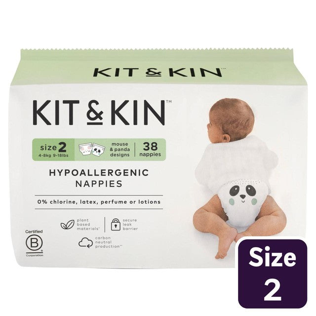 Kit & Kin hypoallergenic nappies size 2 (4-8kg), UK version