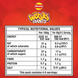 Wotsits Giants baked corn puffs sweet and spicy Flamin' Hot flavour 130g (British brand)