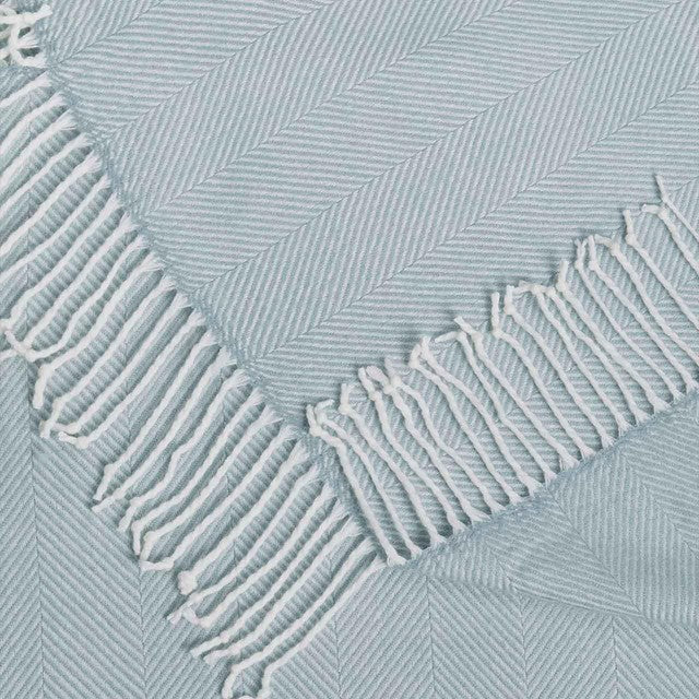 M&S herringbone throw light blue 130x170cm, imported from the UK