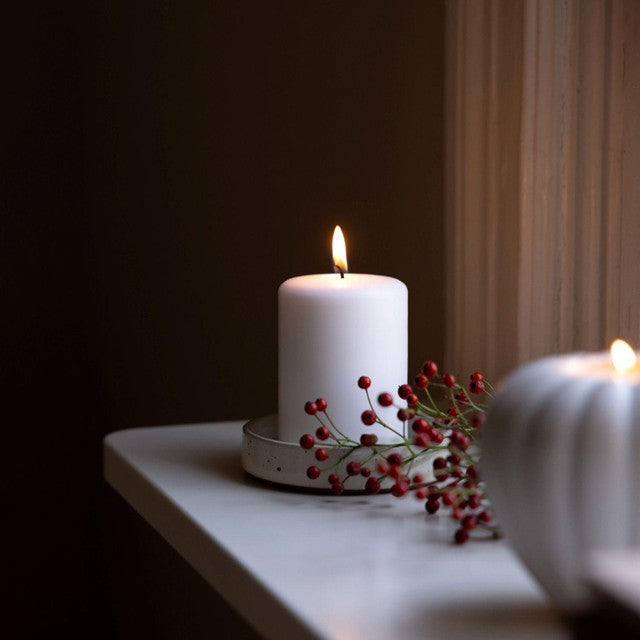 Liljeholmens white pillar stearin candle 68x100mm - British product