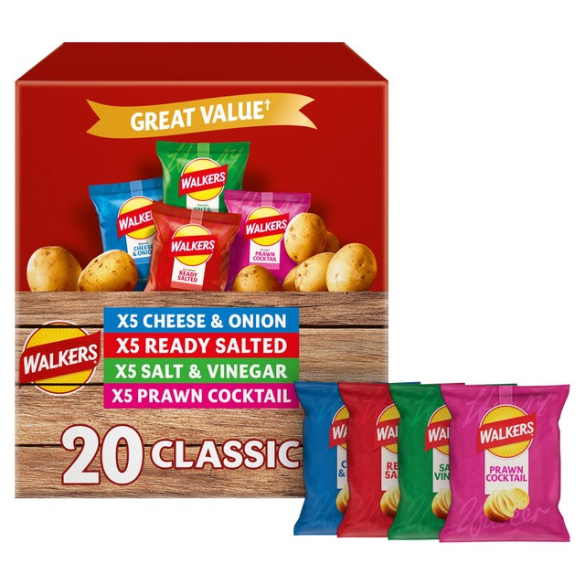 Walkers classic crisps multipack 20 bags, imported from the UK