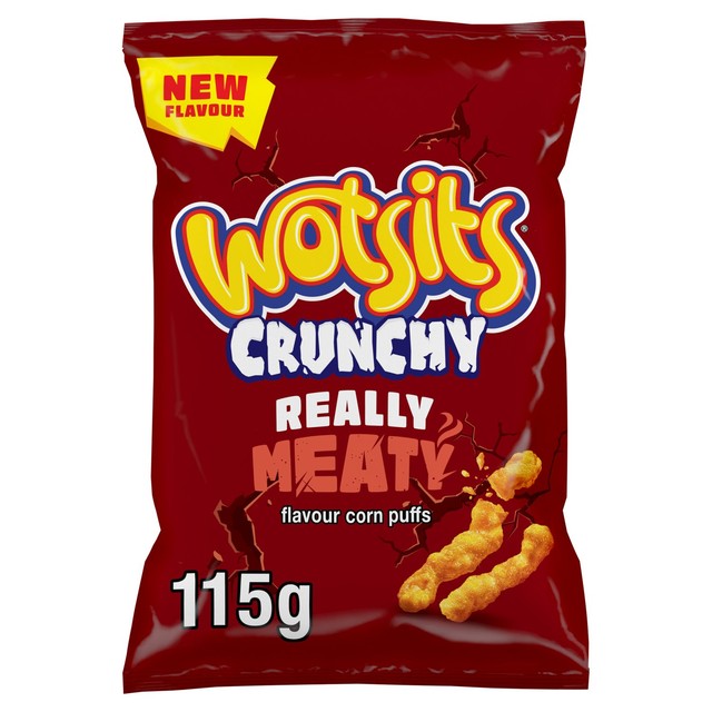 Wotsits corn puffs Really Meaty 115g, imported from the UK