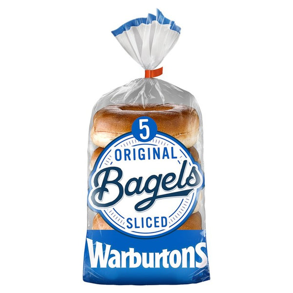 Warburtons Plain Sliced White Bagels 5 Pack