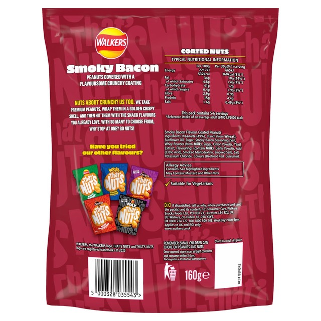 That's Nuts smoky bacon flavour coated peanuts 160g (British brand)