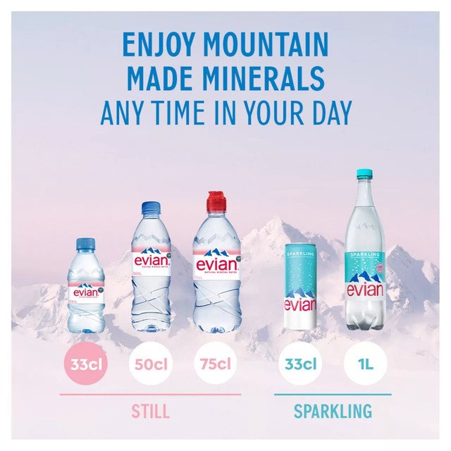 Evian still mineral water multipack 12 x 330ml - British product