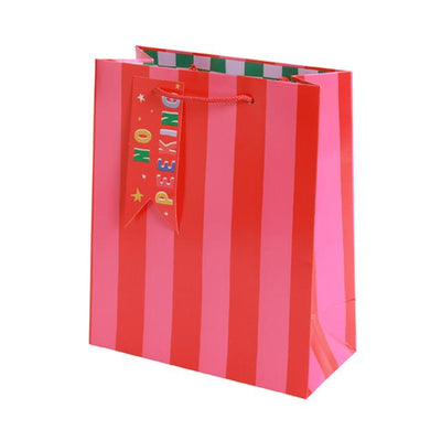 Sainsburys Medium Gift Bag with Red Handles and Matching Tag, Red and Pink, Recyclable- Buy online at McGrocer