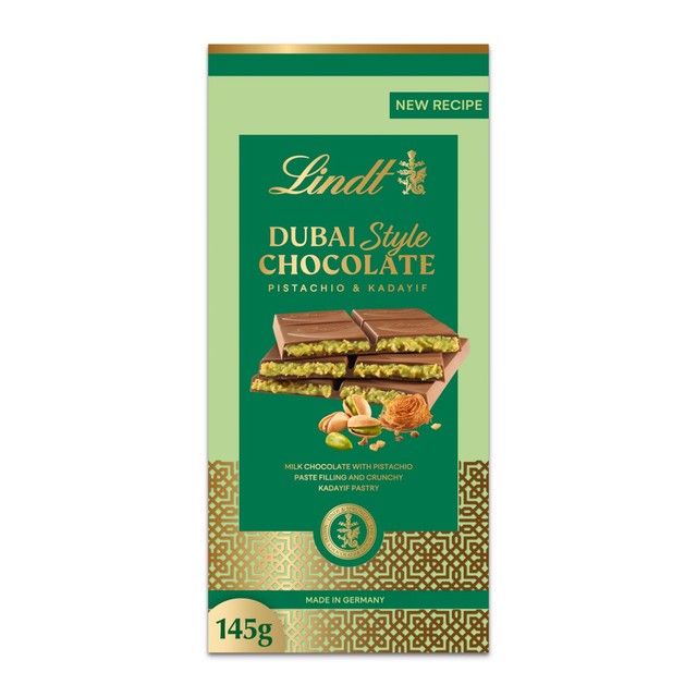 Lindt milk pistachio chocolate bar 145g, UK version