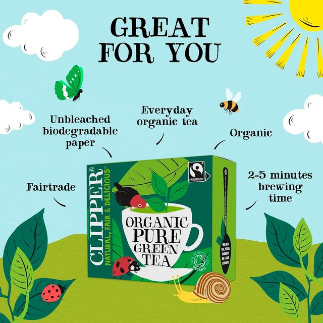Clipper Pure Green Tea Bags 80 Count - British product