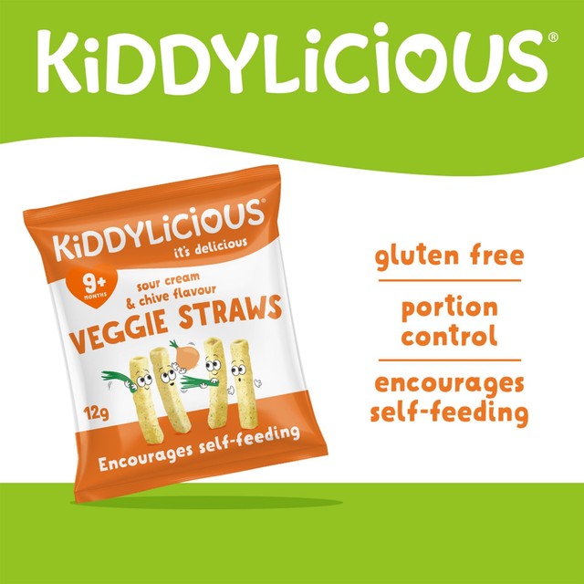 Kiddylicious Sour Cream & Chive Veggie Straws 4x12g, UK version