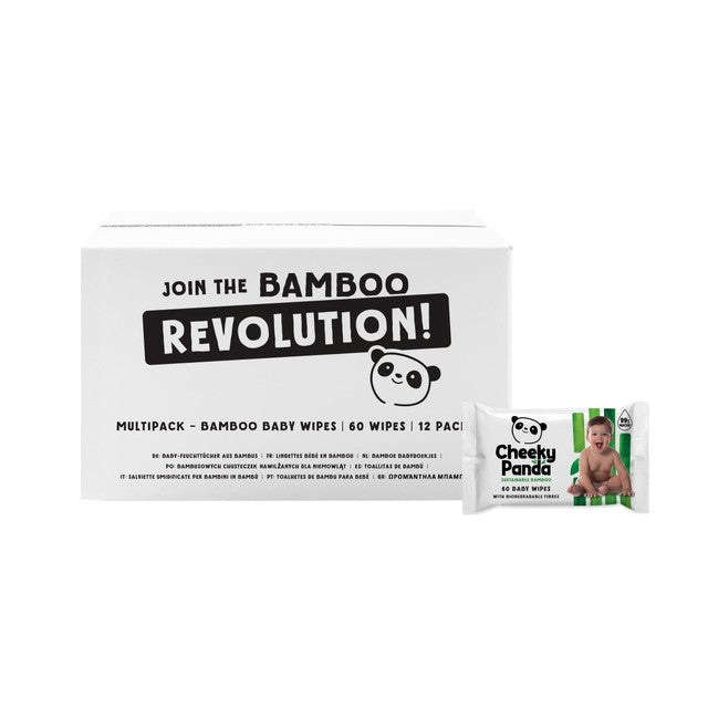 Cheeky Panda Unscented Bamboo Baby Wipes 12x60 - British product