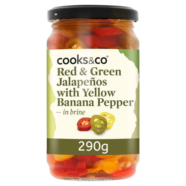 Cooks & Co tri-colour jalapeno slices 290g - British product