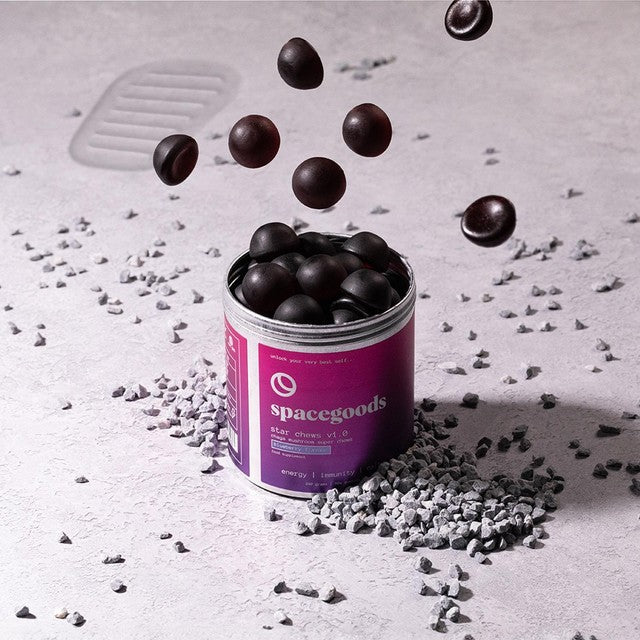 Spacegoods Immunity Chaga Mushroom Star Chews blueberry flavour gummies (British brand)