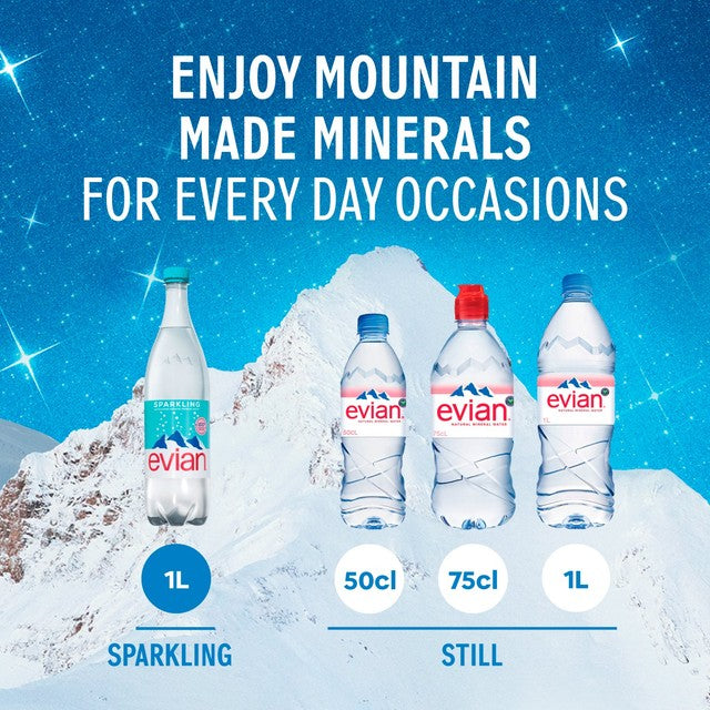 Evian sparkling natural water 1L - British product