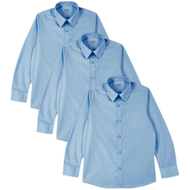M&S boys school shirts blue 7-8 years, imported from the UK