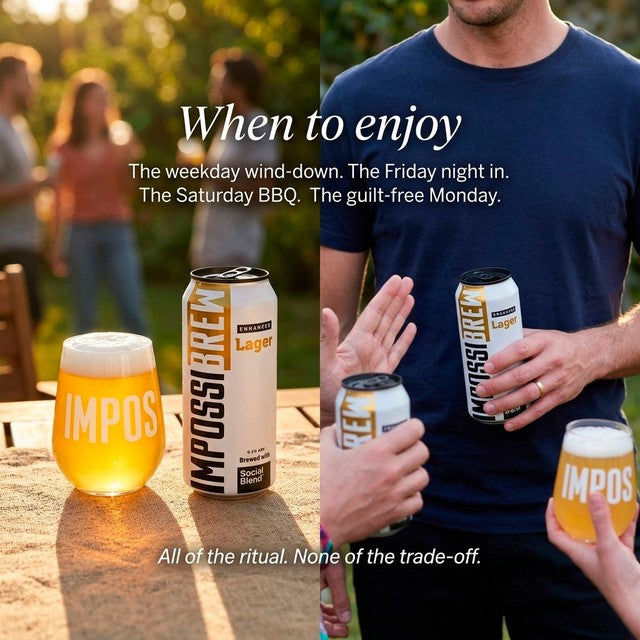 Impossibrew alcohol free lager with Social Blend, imported from the UK