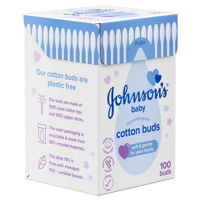 Johnson's Baby Cotton Buds Hypoallergenic 100 Pack, UK version