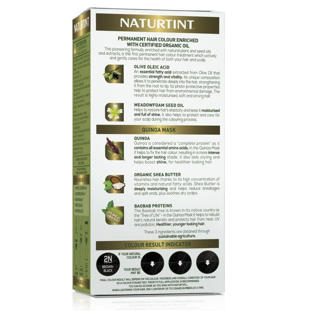Naturtint Permanent Hair Colour Gel 2N Brown-Black, imported from the UK
