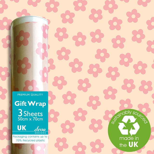 Deva Designs daisy gift wrap sheets 3 sheets (British brand)