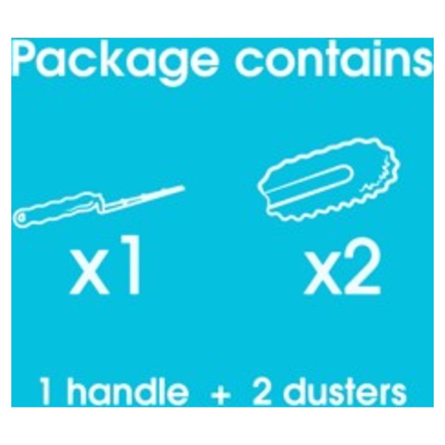 Pledge Fluffy Duster Starter Pack with 1 handle and 2 refills, imported from the UK