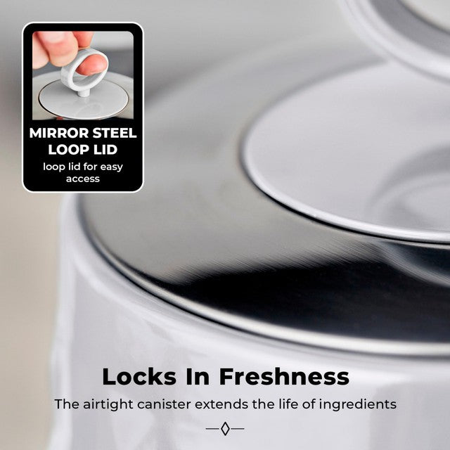 Tower Solitaire white canisters set stainless steel (British brand)
