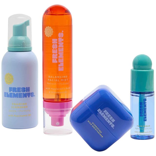 M&S Hydration Set four-step skincare set with cleanser, serum, moisturiser, and mist, UK version