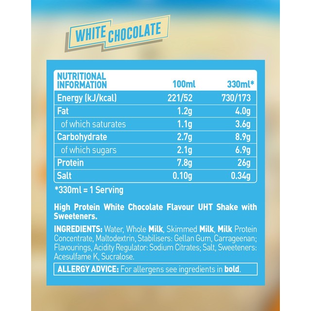 Grenade white chocolate protein shake 330ml, UK version