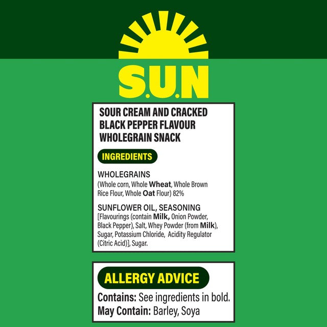SunBites sour cream black pepper multipack snacks 6x25g (British brand)