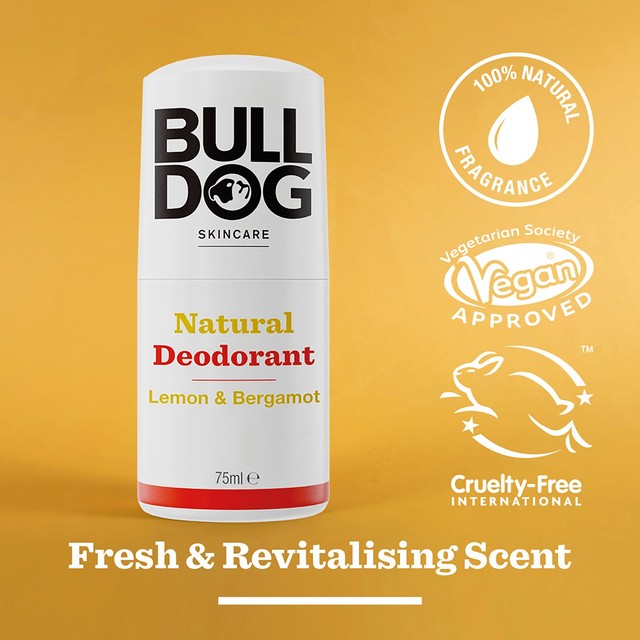 Bulldog Natural Deodorant Roll-On Lemon & Bergamot 75ml - British product