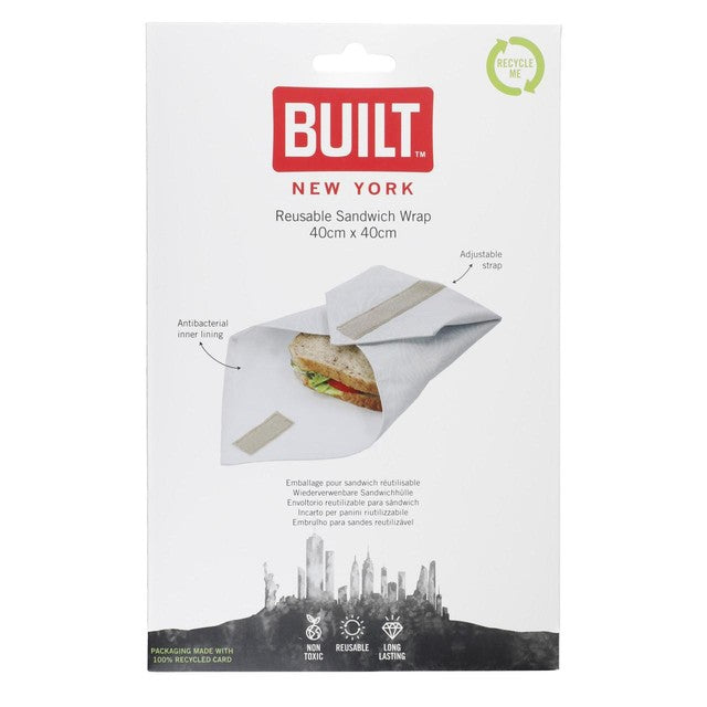 Built reusable antimicrobial sandwich wrap 40cm x 40cm - British product