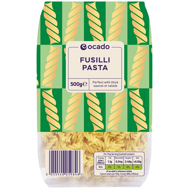 Ocado Fusilli pasta 500g, imported from the UK