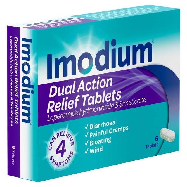 Imodium Dual Action Relief Tablets 6 Tablets, UK version