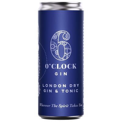 6 O'clock Gin London Dry Gin og Tonic Klar til å drikke 250 ml