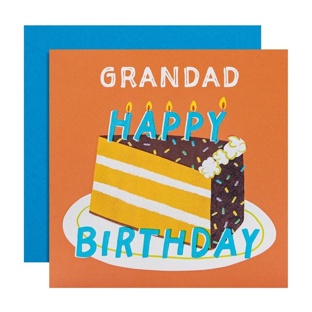 M&S Grandad Cake birthday card 15cm x 15cm, imported from the UK