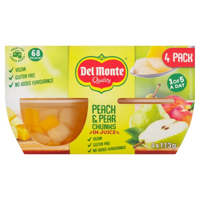 Del Monte peach and pear fruit pot 4x113g - British product