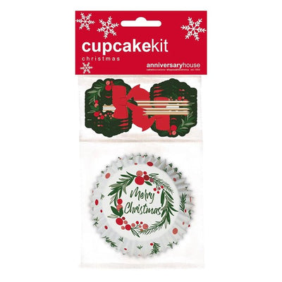 M&S Creative Party Anniversary House Merry Christmas Wreath Cupcake Decorating Kit 28-Piece Pack- Buy online at McGrocer