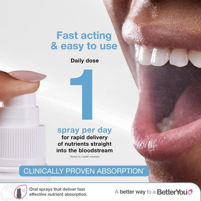 BetterYou Vitamin D oral spray natural peppermint flavour 15ml - British product