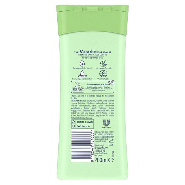 Vaseline Aloe Soothe body lotion 200ml (British brand)