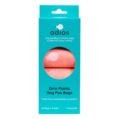 M&S Adios Plastic Compostable and Biodegradable Dog Poo Bags - Pink 60 Pack- Buy online at McGrocer