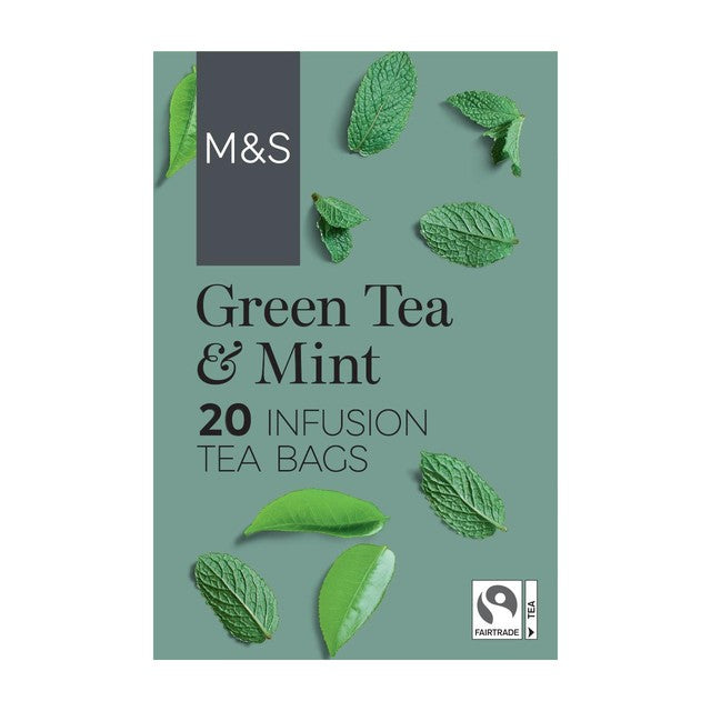 M&S green tea and mint 20 teabags, imported from the UK