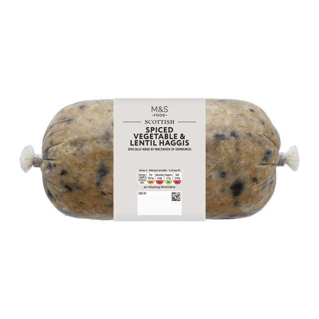 M&S Scottish Spiced Vegetable & Lentil Haggis 454g, imported from the UK