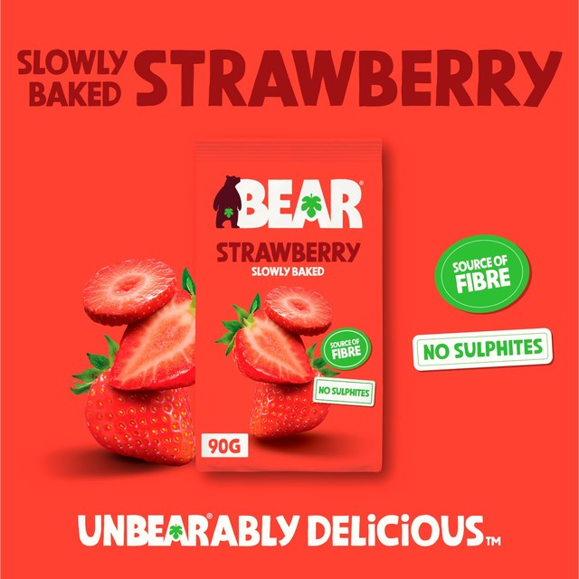 Bear gently baked strawberries dried fruit snack 90g - British product