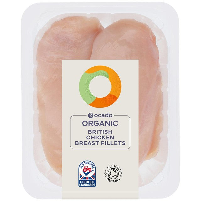 Ocado organic free range chicken breast fillets 375g, imported from the UK
