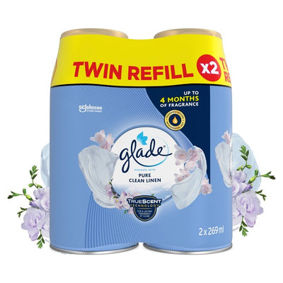 معطر جو أوتوماتيكي Glade Autospray Twin Refill Clean Linen برائحة الكتان النظيف 2 × 269 مل