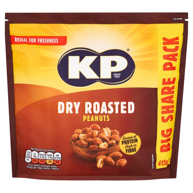 KP dry roasted peanuts 415g, UK version