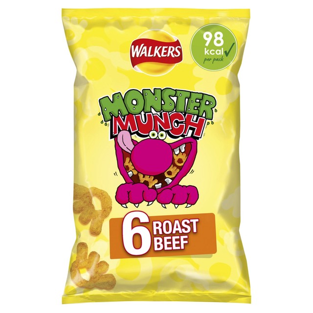 Monster Munch Roast Beef corn snacks 6x20g (British brand)