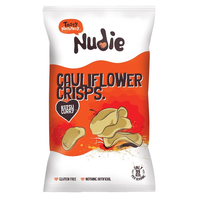 Nudie cauliflower crisps with Katsu Curry 80g, imported from the UK