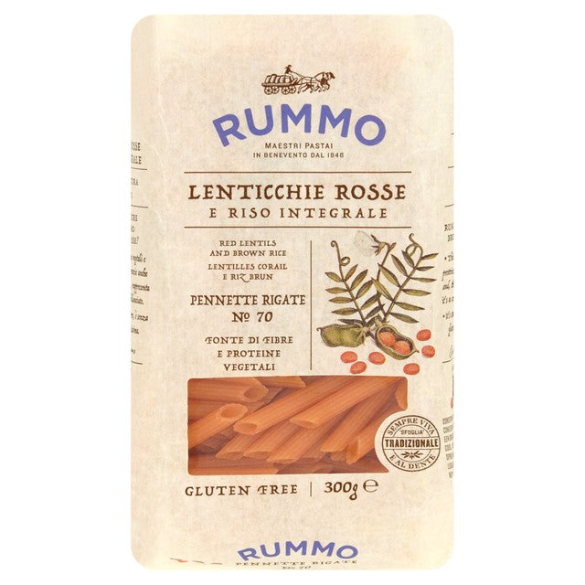 Rummo gluten free lentil pennette pasta 300g, imported from the UK